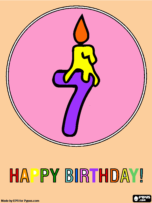 7de verjaardag kleurplaat