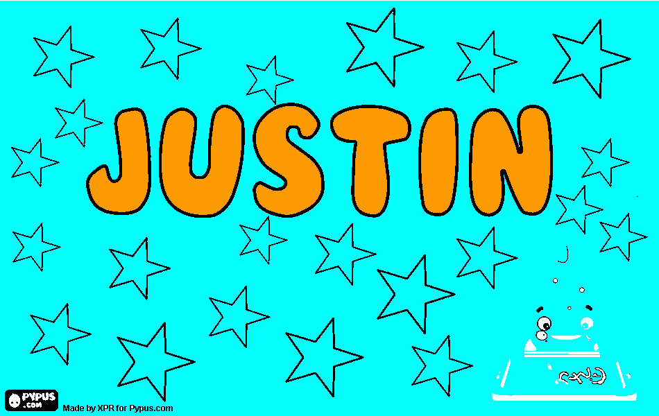 blauw oranje Justin kleurplaat